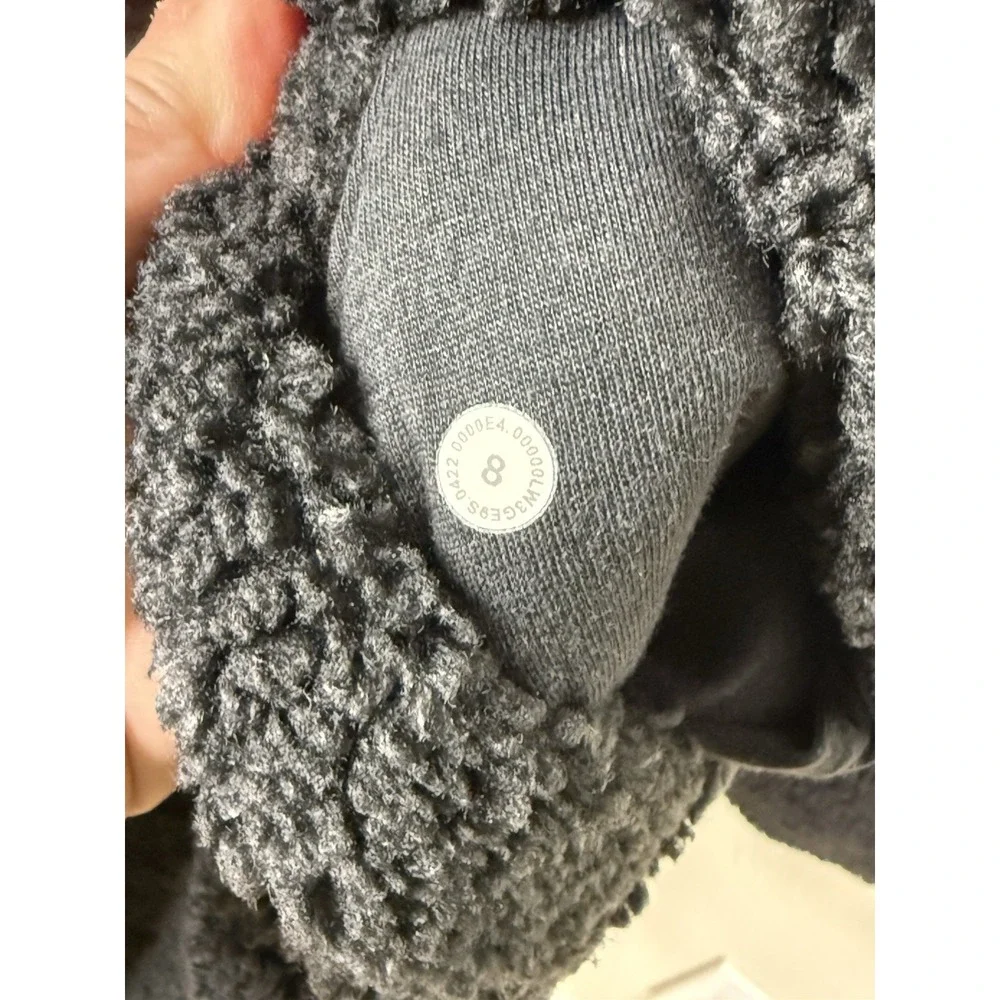 Lululemon Collarless Textured Sherpa Full Zip Jacket Long Black Fleece 8 Teddy